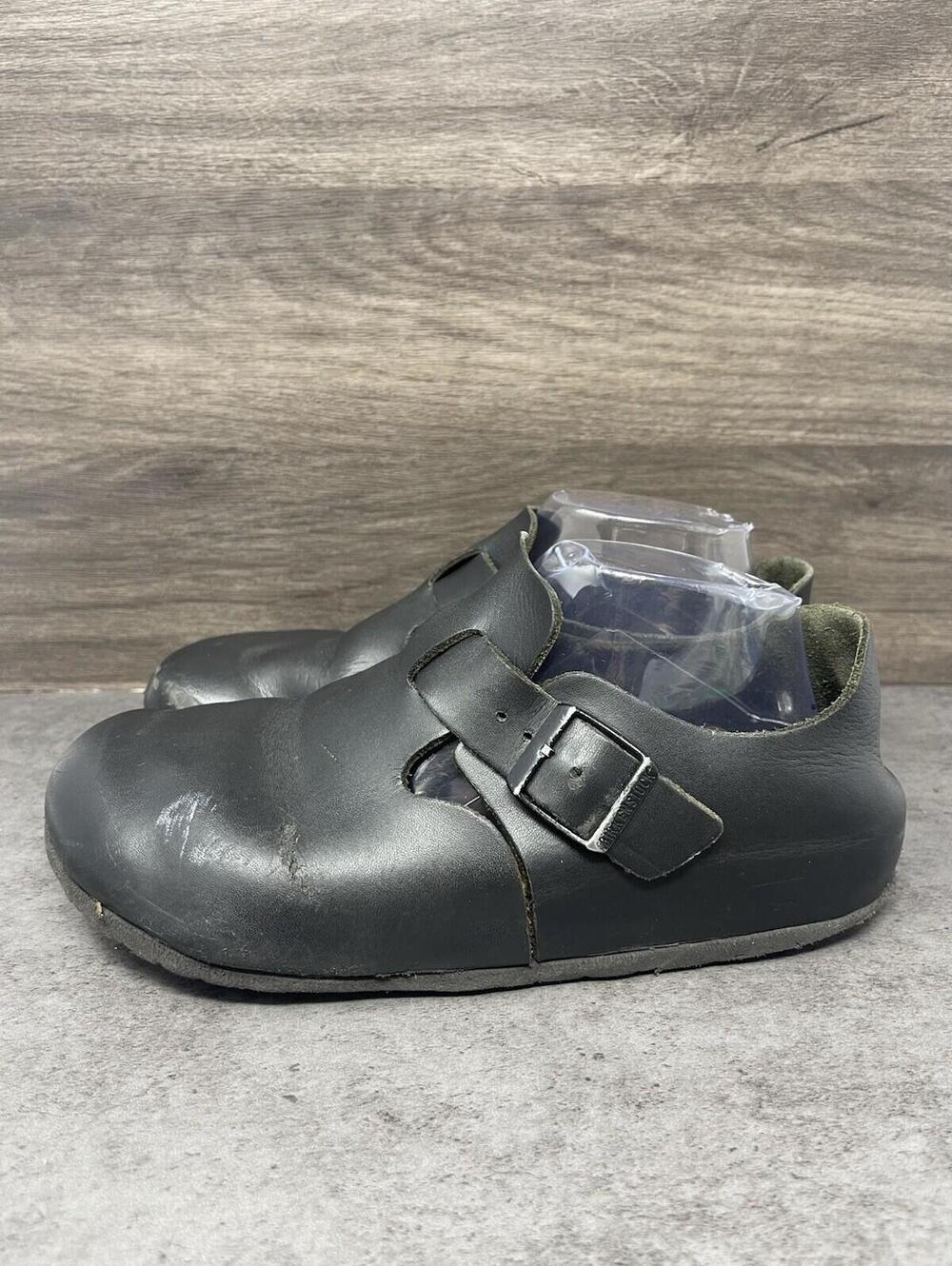 Birkenstock London Clog Slip On Shoes Womens Size 8 (39) Black Leather